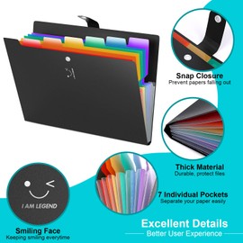 ABC life 3 Stücke Fächermappe A4, 7 Taschen Dokumentenmappe A4 Erweiterbar Tragbar Aktenordner A4 Faechermappe A4 fächermappe din A4 Büro Schulordner Dokumente a4 Ordner Organisato mit Druckknopf