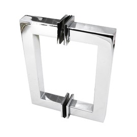 Top Hardware Stainless Steel 304 Grade Tubular Back to Back Shower Door Pull Handle (6-Inch, Square, Mirror Chrome Finish SSSP152M)