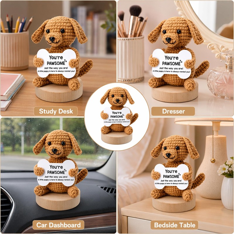 2PCS Positive Crochet Animals, Dog Ornaments For Home Office Decor