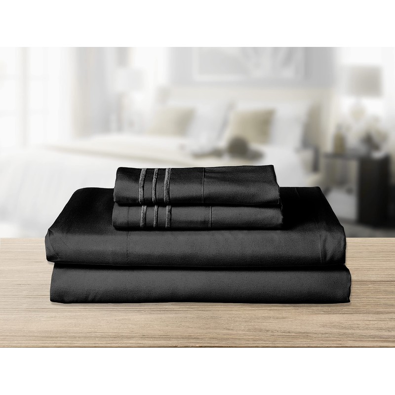 Elegant Comfort 4-Piece Solid Smart Sheet Set-Deep Pocket Fitted Sheet