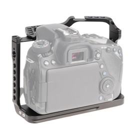 Sanpyl Jaula para Cámara para 70D 80D 90D, Jaula Completa de Aleación de Aluminio con Orificios Roscados de 1/4 3/8 Pulgadas, Soporte de Zapata Fría, para Trípode Arca, de Disparo