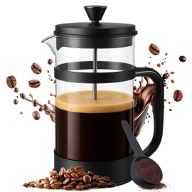 Utopia Kitchen 34 Ounce 1 Liter French Press Coffee Maker, Tea Maker, Travel Coffee Presses, Heat Resistant Thickened Borosilicate Coffee Pot for Camping Travel Gifts, Black Pack of 1