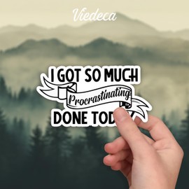 (3Pcs) I Got So Much Procrastinating Done Today Sticker Funny Sayings Sarcastic Quotes Humorous Phrase Vinyl Decal Stickers for Tumbler Laptop Kindle Water Bottles Tablet Books Phone -Size 3x1.7