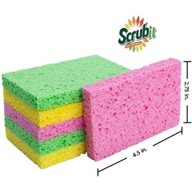 SCRUBIT Cleaning Scrub Sponges - Non-Scratch Kitchen sponges for Dishes -12 Pack Dishwashing Sponge - Assorted Colors