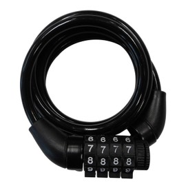 Bicycle Key Compact Dial Coil Lock 35.4 inches (90 cm), Black 43798