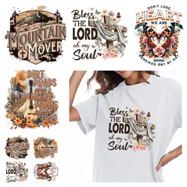 8PCS Jesus Iron On Transfer Stickers for T-Shirt Hoodies Pillow Clothing Bags DIY Heat Transfer Vinyl Cross Butterfly Design Decoration Applique Patches