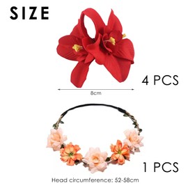 4 Pieces Of Orchid Hair Clips, 1 Piece Of Silk Flower Headband, Hawaiian Flower Hair Clips, Holiday Accessories, Red Flower Hair Clips, Beach Accessories For Women