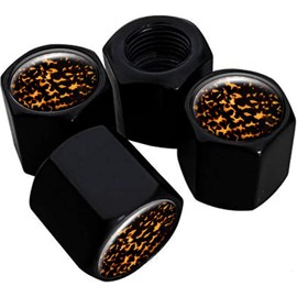 Metal Tire Valve Stem Caps 4 Pack,Car Wheel Stem Caps, Aluminum Universal Air Valve Covers for Cars, Trucks, SUVs, Bikes, Motorcycles, Bicycles(Fire Flame)