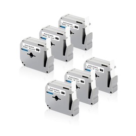 PT-45 PT-65 PT-M95 PT-70BM Label Tape Replacement for Brother P-Touch M-K231s M-231 MK231 12mm 0.47 Refill, for Label Maker Model PT-55 PT-80 PT-90, Black on White, 6-Pack