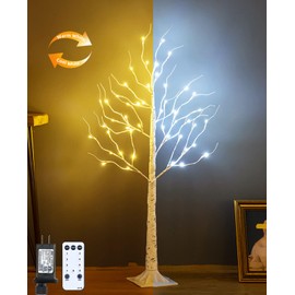 ZHOUDUIDUI Lighted Birch Tree, 4ft 48LED Birch Tree Lights, Indoor Outdoor Artificial Twig Tree Light 9Modes Timer for Christmas Easter Home Party Wedding Decor,Warm & Cool White
