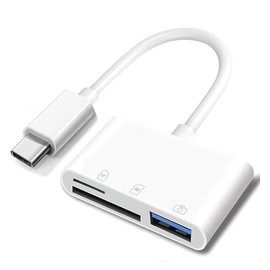 Apple - Lector de tarjetas USB C a SD para iPhone 15/16/17, adaptador de tarjeta de memoria 3 en 1 para cámaras de trail con SD/TF y puerto USB para M