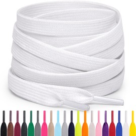 Miscly Flat Shoe Laces for Sneakers, Multiple Lengths and Colors Available (White, 36″ (91 CM))