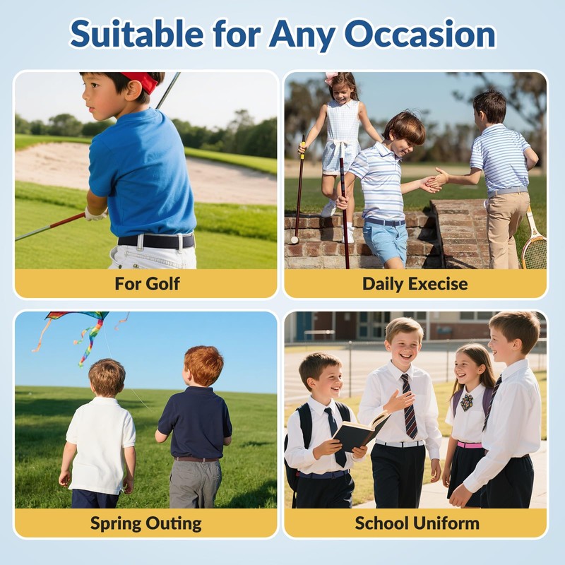 JASGOOD 3 Pack Kids No Show Stretch Belt for Boys