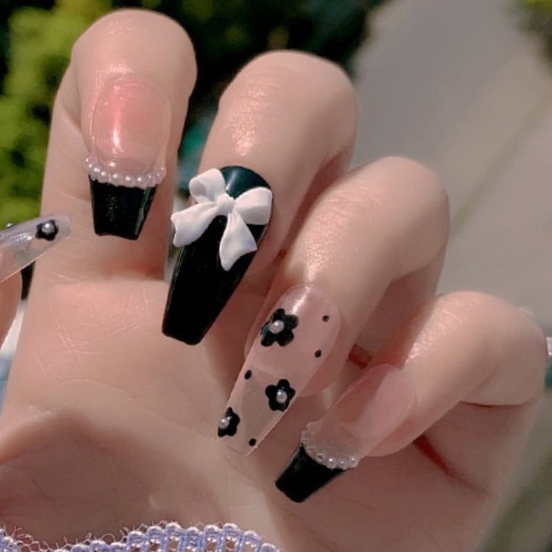 HappyHome 50pcs Large 3D Nail Parts Ribbons 3D Nail Art