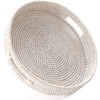 HITOMEN 11.8" Hand-Woven Round Rattan Serving Tray Decorative Wicker Trays