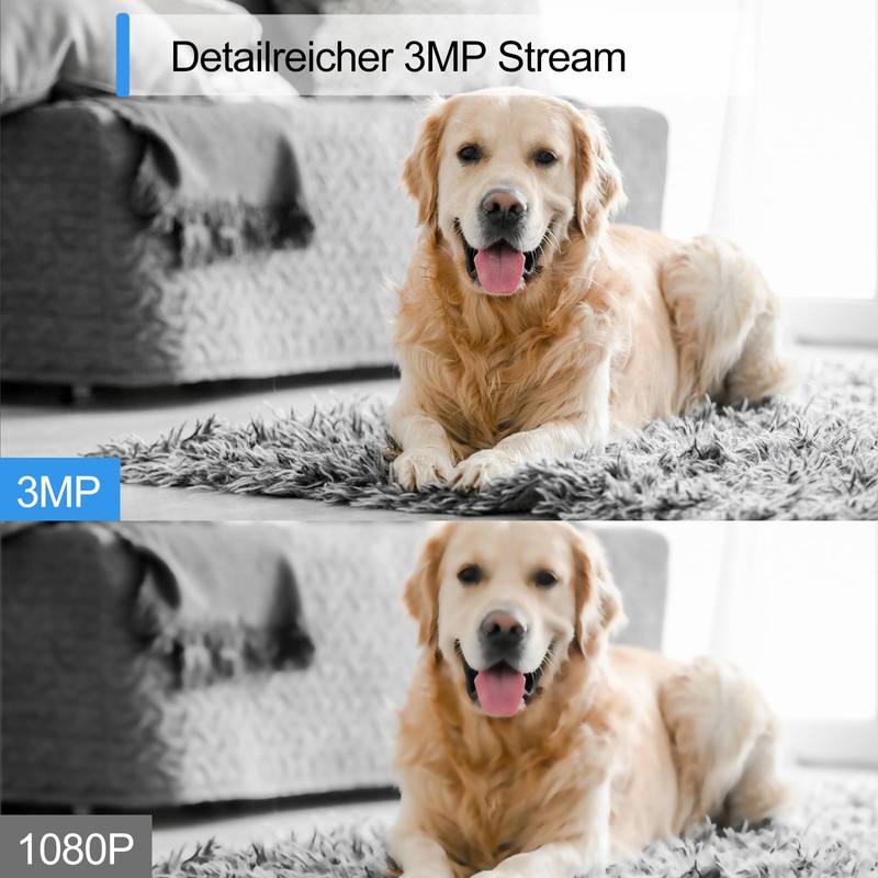 360° WiFi Indoor Security Camera, 3MP, Night Vision, Motion Detection,