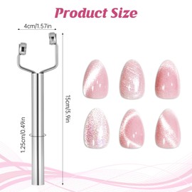 ElevateTech Katzenaugen-Nagelmagnet Y-förmig Edelstahl tragbar Katzenaugen-Gel-Nagellack multifunktionales Doppelkopf-Nageldesign-Tool geeignet für Salon und Zuhause (Silber)