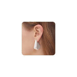 SLOONG 18K Gold Plated Geometric Earrings Waterdrop Dangle Earrings Chunky Teardrop Stud Earrings Lightweight Earrings Hypoallergenic Jewelry for Women Adult (35mm Silver)