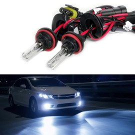 Troniz H11 H8 - Bombillas HID de xenón AC 35 W superbrillantes para faros delanteros, lámpara de repuesto para faros delanteros, color azul hielo 8000 K, paquete de 2