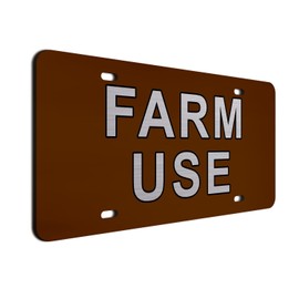 Farm Use Decorative Brown License Plate - 6"x12" Brushed Aluminum Novelty Tag for Front Bumper Display