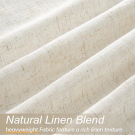 Natural Cream Linen Curtains 92 Inches Long for Living Dining Room Bedroom Thick Linen Textured Pleat Drapes with Grommet Light Filtering Boho Farmhouse Semi Sheer 92 Inch Curtain 52" x 92"