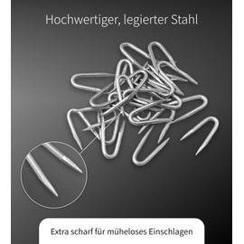 Design61 Stahlkrampen Krampen verzinkt Ø 3,0x25 mm – 100 Stück U-Nägel für Zaunbau und Drahtbefestigung