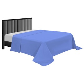 Egyption Cotton 200 Thread Count Luxury Flat Bed Sheets Super Soft Hotel Quality 100% Pure Cotton Flat Sheet (Blue, Single)