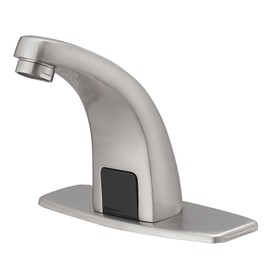 Bathfinesse Touchless Bathroom Faucet, Commercial Auto Motion Sensor Sink Faucet, Battery or Plug-in Powered, Hot & Cold Mixer Control, Brushed Nickel