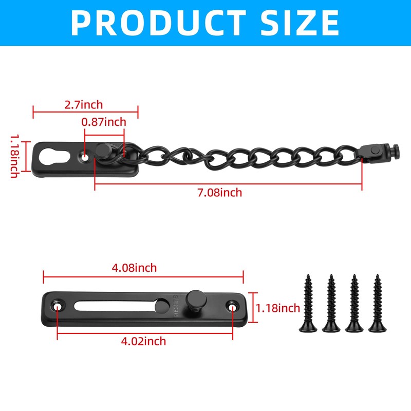 KRYVLEXA Heavy Duty Door Chain Lock - 304 Stainless Steel,