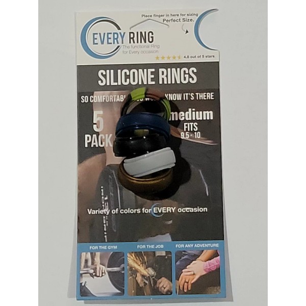 Every Ring 5 pack Silicone Rings Size Medium Fits 9.5-10