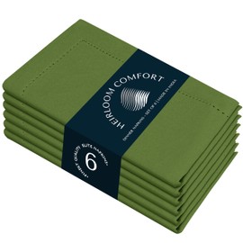 HEIRLOOM COMFORT Mint Green Cloth Napkins 18"x18", 6 Pack - Soft, Absorbent, Durable, Reusable, Washable Fabric- Hemstitch Mitered Edges - Perfect for Spring, Easter, Baby Showers, Wedding, Everyday