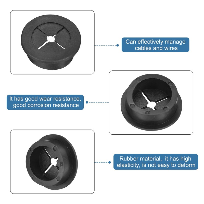 uxcell 4 Pcs Cable Cord Grommet, 1-1/4 Inch (32mm) Desk