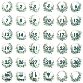 CRASPIRE Line up Spots for Classroom 36Pcs 4in/10cm Floor Numbered Stickers 1-30 Dots Green Leaves Wreath Numbers Markers Decal for Teacher Back to School Preschool Kindergarten Supplies Elementary
