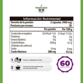 Silimarina 80% 60 Cápsulas De 450 Mg (duo Rinde 60 Días) Pasiguaro