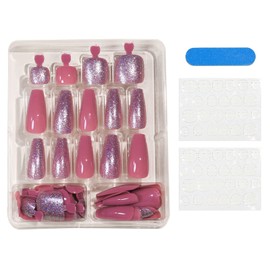 HIGHROCK 48 Pcs Press On Nails, Fake fingernails and toenails Nail Kit, Fake Static Acrylic False Nail Kit, Cute Artificial Press On Nails Cool Stuff, Fake False Nails for Women and Girls (Glitter)