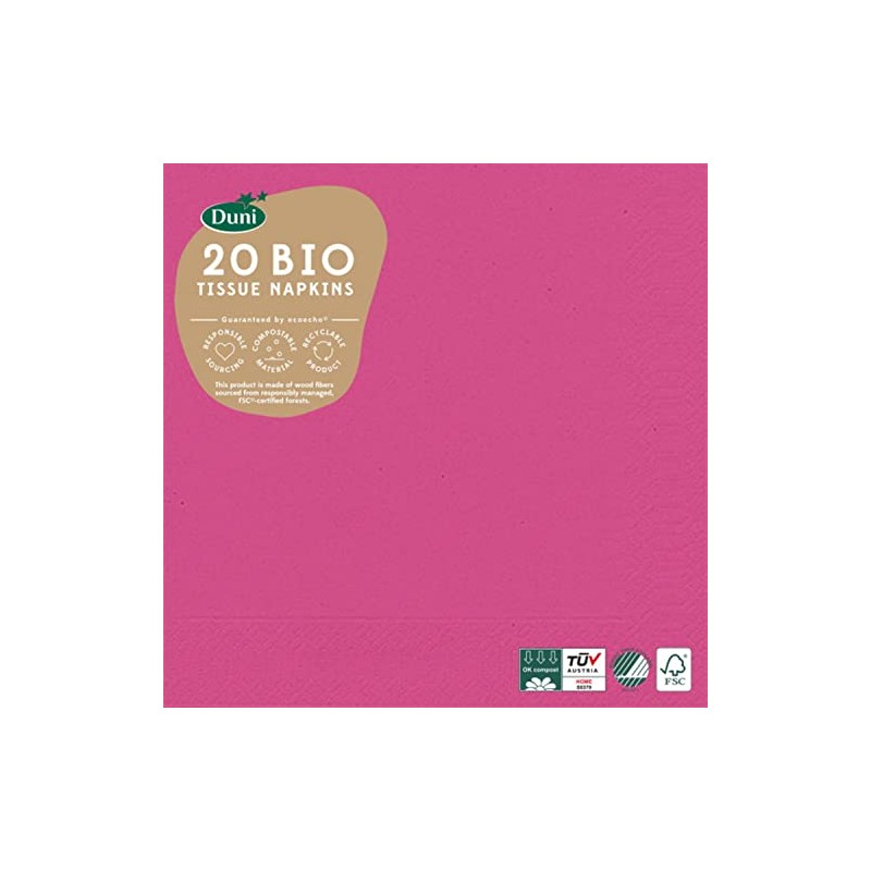 Duni Napkins 3-Ply Tissue Plain Fuchsia 33 x 33 cm