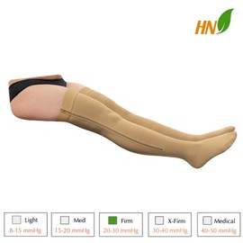 HealthyNees Thigh High 20-30 mmHg Compression Wide Stocking Zipper Closed Toe (Large-X-Large, With Zipper Beige)