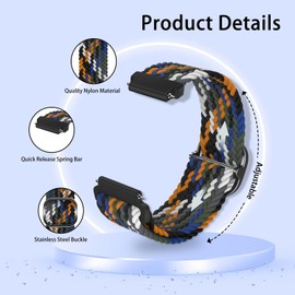 MiKoyi Strap Compatible with CMF by Nothing Watch Pro 2, Braided Nylon Sport Watch Strap, Adjustable Nylon Loop Sport Replacement Strap for CMF by Nothing Watch Pro 2, Iridescent