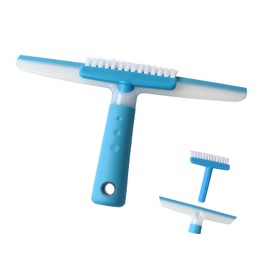 Shower Squeegee for Glass Doors, MEIBEI Squeegee for Shower Glass Door, Multi-Purpose Silicon Squeegee with Groove Gap Brush for Car Windshield, Tile Wall, Window, Mirror, Glass Door