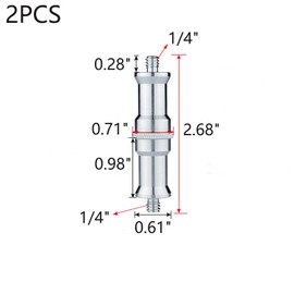 MY MIRONEY 2-Pack 1/4" to 1/4" Male Threaded Convertor Aluminum Alloy Light Stand Screw Adapter Spigot Stud for Studio Light Stand, Wireless Flash Receiver