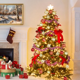 Pack of 16 Christmas Baubles, 6 cm Christmas Tree Baubles, Plastic Christmas Baubles with Hanging, Christmas Tree Baubles for Christmas Tree Decorations, Wedding, Party, Birthday, Christmas Decoration