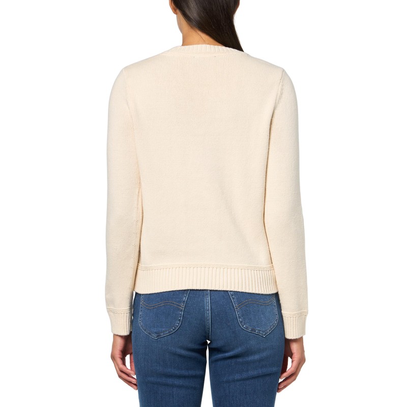 Nautica Women's Long Sleeve Anchor Crew Neck Sweater Pullover, White