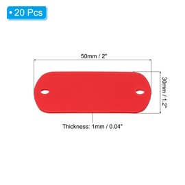 PATIKIL Pack of 20 Metal Stamping Blanks Rectangular Punch Labels Blanks Aluminium Plate DIY Name Tags 5 x 3 cm Metal Engraving Blanks 2 Holes for Laser Engraving Red