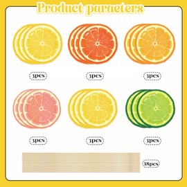 Lemon Slices Centerpieces Sticks - Citrus Lemonade Party Centerpiece Sticks,Lemonade Baby Shower Birthday Party Table Toppers - Citrus Lime Summer Fruit Party Supplies -Set of 18