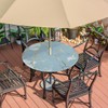Tangopi Light Blue Stone Round Fitted Tablecloth with Umbrella Hole