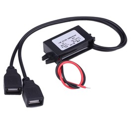 Hiro Car USB Power Port DC Voltage Converter Module DC 12V to 5V USB Charger Dual USB MAX 3A Output Compact Size Perfect for DIY Overcurrent Protection