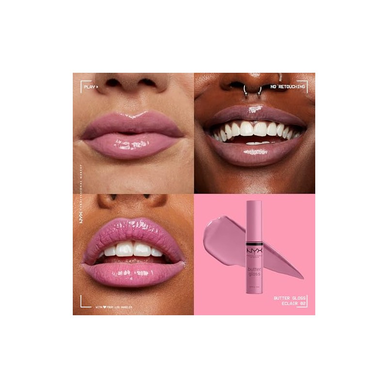 NYX PROFESSIONAL MAKEUP - Brillo de labios no pegajoso, Eclair