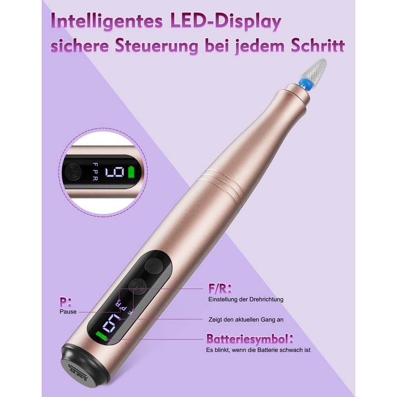 Fofile Electric Nail Cutter Set with LCD Display for Gel
