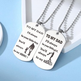 Dog Tag Gifts for Dad - Dad Gift Idea from Wife Daughter Son Kids, Stainless Steel, with Gift Box, Christmas Birthday Fathers for Men Husban