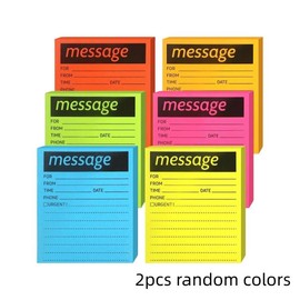 2pcs/set Random Color Message Pad, Tearable Memo Pad for Home School Office, Sticky Note Paper